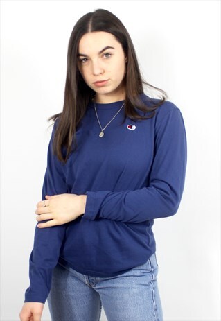 90'S RETRO BLUE LONG-SLEEVED TOP WITH LOGO