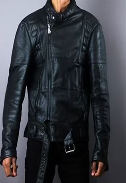 vintage black biker leather jacket