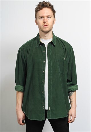 VINTAGE CORDUROY CORD SHIRT GREEN