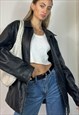 Vintage Y2k Leather Biker Jacket Black Grunge