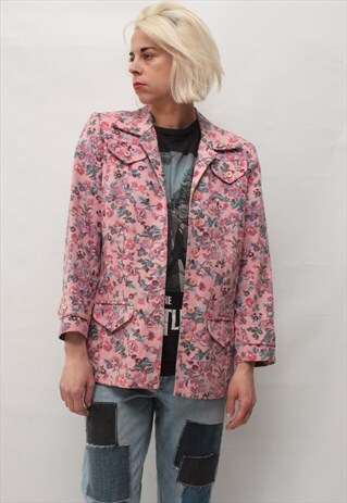 VINTAGE 90' AWESOME CUTE PINK FLOWER JACKETT