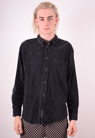 MENS VINTAGE CORDUROY SHIRT MEDIUM BLACK 90S