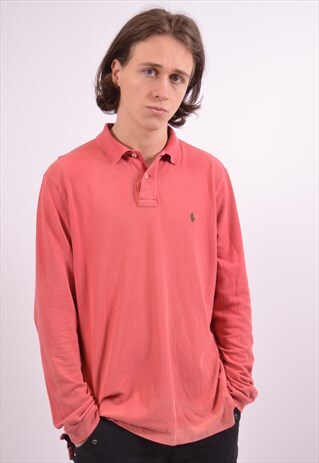 VINTAGE POLO RALPH LAUREN POLO SHIRT LONG SLEEVE PINK