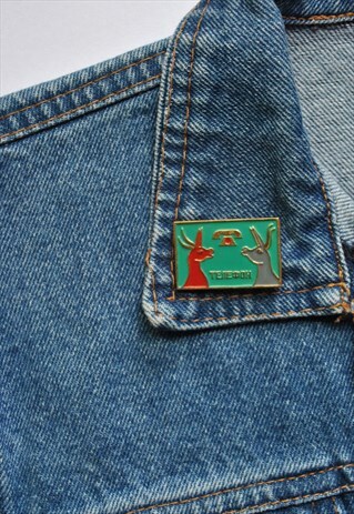 80S FUNNY PHONE PIN WITH DONKEYS