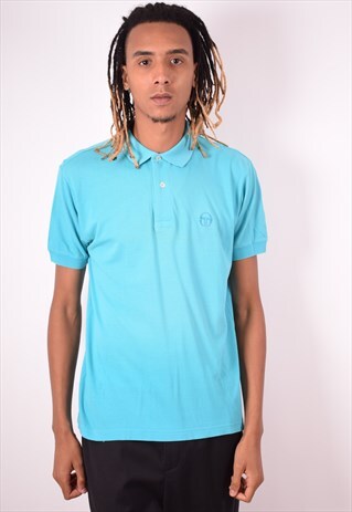 SERGIO TACCHINI MENS VINTAGE POLO SHIRT LARGE BLUE 90S