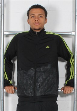 Vintage Adidas Sports Track Jacket in Black with Logo Large