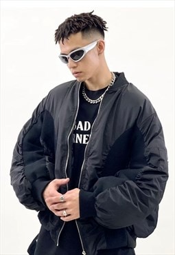 Drop shoulder bomber jacket grunge high fashion puffer black