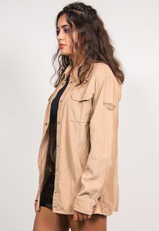 VINTAGE 90'S BEIGE CORD LONG SLEEVE SHIRT