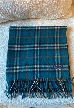 Vintage 1980s Burberry nova check scarf in teal
