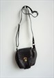 VINTAGE BLACK LEATHER SHOULDER BAG PURSE HAND BAG TOTE