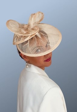 Vintage Cream Loop Disc Wedding Occasion Fascinator Hat