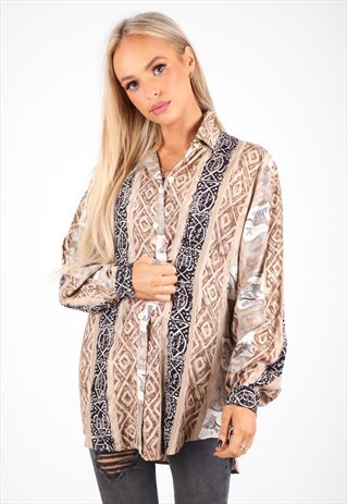 VINTAGEUNBRANDED PATTERN LONG SLEEVE SHIRT S256