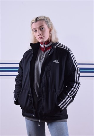 BLACK ADIDAS EMBROIDERED COAT