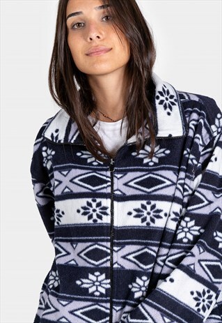 VINTAGE 80S FLEECE JACKET CRAZY PRINT AVELINAS / SP201651