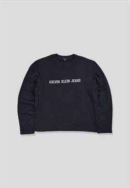 Vintage 00s Calvin Klein Spellout Logo Sweatshirt in Black