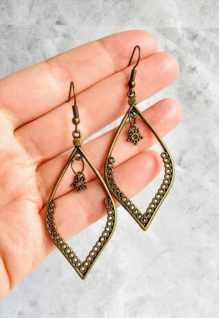 TEARDROP STATEMENT EARRINGS BRONZE