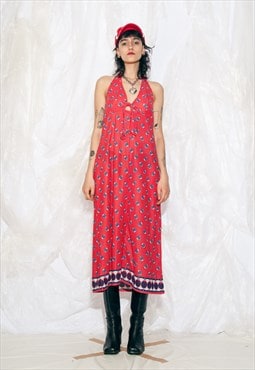 Vintage 70s Ladybug Slip Dress in Retro Red