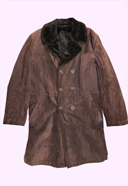Vintage Real Leather Faux Fur Coat 90s Y2K