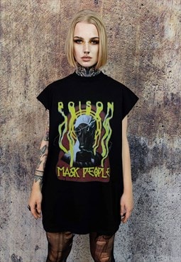 Punk print sleeveless t-shirt flame tank top surfer vest