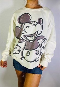 Vintage Size Large Y2K Disney Sweatshirt In Cream