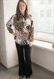 VINTAGE 80'S ANIMAL PRINT VISCOSE BLOUSE
