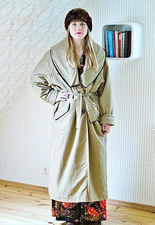 VINTAGE KHAKI LONG PARKA COAT