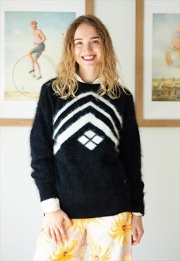 Black soft fluffy knitted jumper