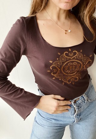 VINTAGE Y2K WOMENS KISTCH SLOGAN PRINT LONGSLEEVED TOP 00S
