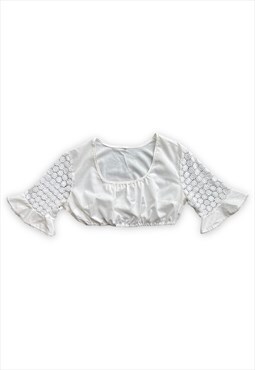 Milkmaid blouse cottagecore crop top floral broderie white