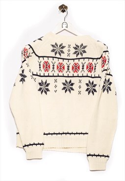 JC Penney Sweater Norwegian pattern white/blue/red