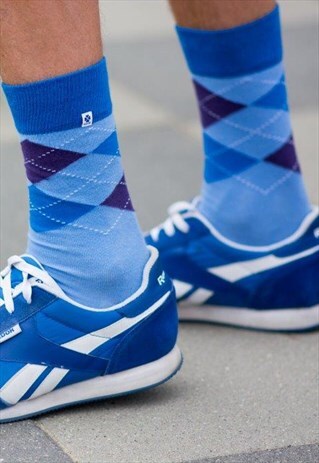 LIGHT BLUE SOCKS WITH DIAMONDS