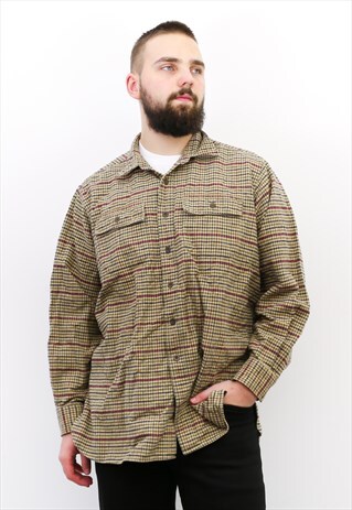 CHAMOIS CLOTH SHIRT MOLESKIN MEN'S XL PLAID BRUSHED COTTON