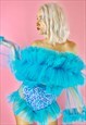 PEACOCK TULLE RUFFLE TOP
