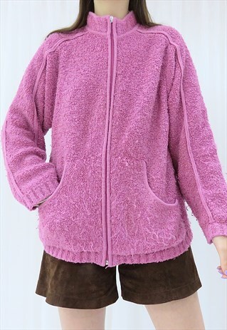 90S VINTAGE PINK FLEECE JACKET (SIZE M)