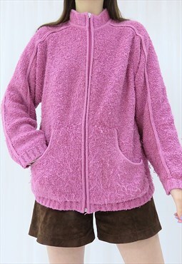 90s Vintage Pink Fleece Jacket (Size M)