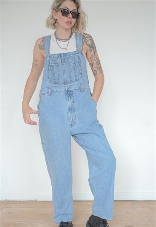 VINTAGE 90S DUNGAREES DENIM IN LIGHT BLUE WASH WITH POCKETS