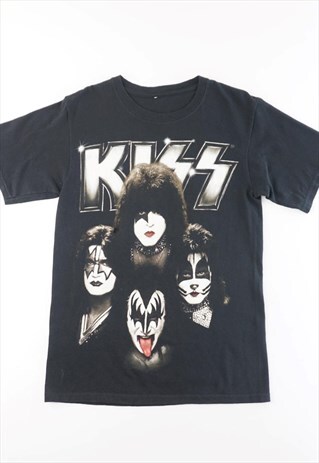 VINTAGE KISS AXE BASS DOUBLE SIDED TEE - FADED BLACK SMALL