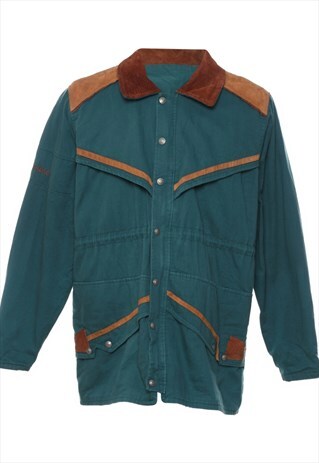 VINTAGE DARK GREEN & BROWN HORSE DESIGN EMBROIDERED JACKET -