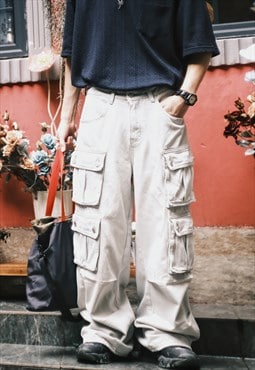 Blue Washed Cargo pants Jeans trousers 