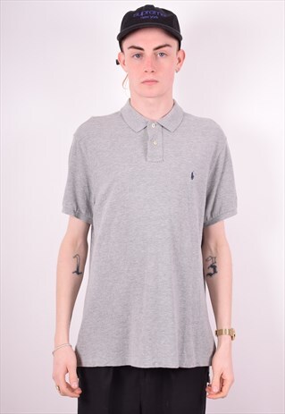 POLO RALPH LAUREN MENS VINTAGE POLO SHIRT XL GREY 90'S