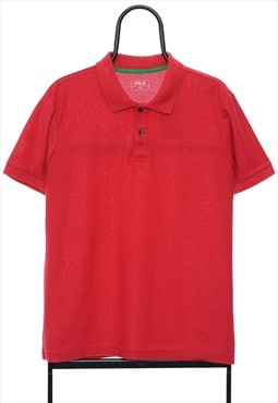 Vintage Fila Logo Red Polo Shirt Mens