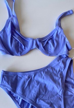 Vintage Y2K Deadstock Underwire Retro Blue Bikini