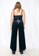 Vintage Flare Trousers Y2K Reworked Painted Heart Pants