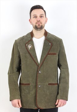 Trachten UK 44 US Genuine Suede Leather Jacket Coat Blazer