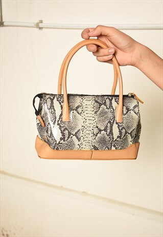 VINTAGE 90S MINIMALIST LEATHER MINI BAG WITH SNAKE PRINT