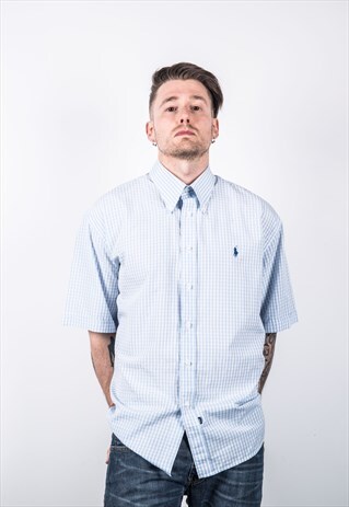 RALPH LAUREN VINTAGE 1990S BLUE CHECKED SHIRT