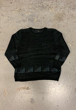 Vintage Abstract Knitted Jumper Funky Patterned Knit Sweater