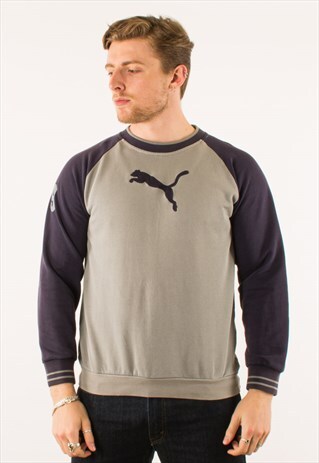VINTAGE 90S GREY BLUE PUMA CREWNECK SWEATSHIRT