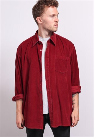 VINTAGE CORDUROY CORD SHIRT RED