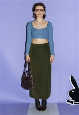 Vintage 90's straight maxi skirt in swamp fairy green